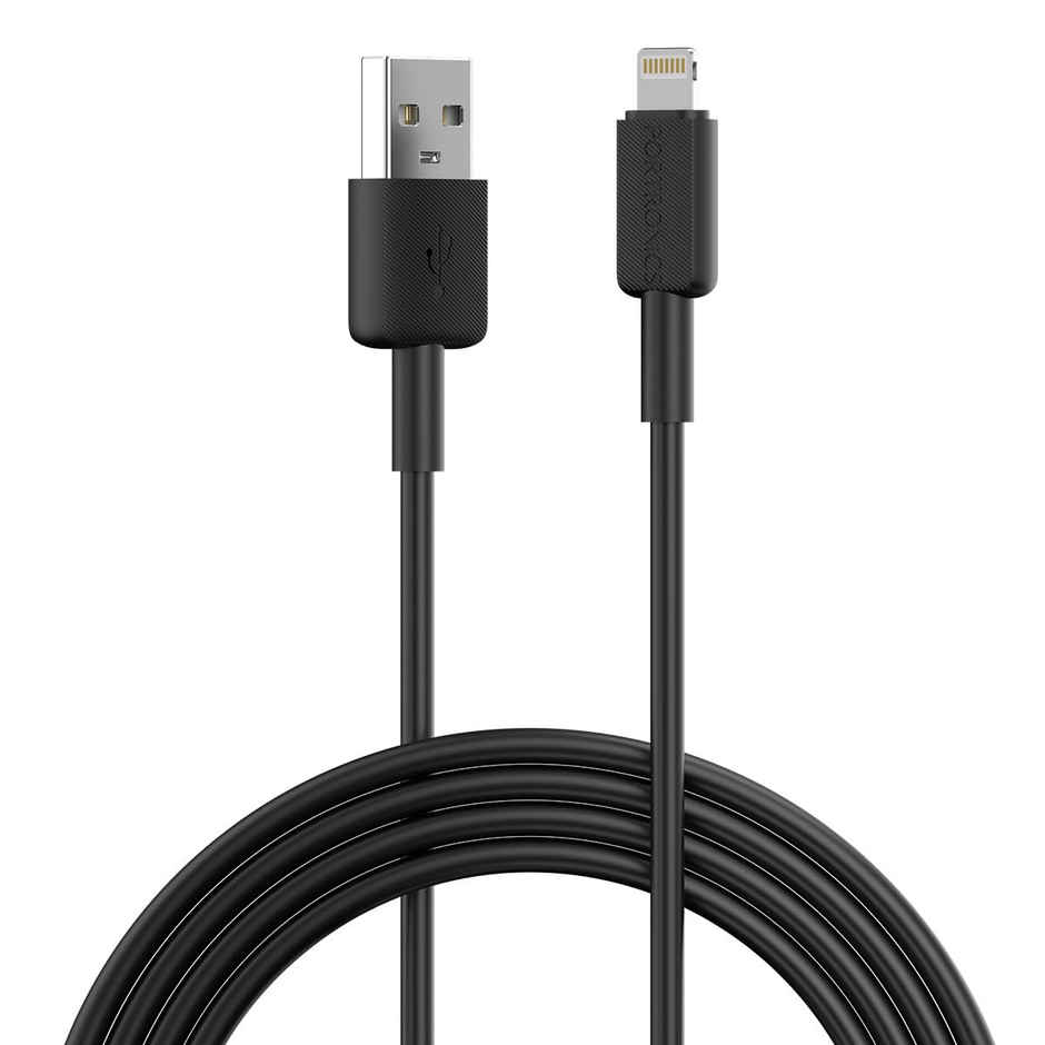 Portronics Konnect Link USB to 8PIN Fast Charging Cable with iOS Compatibility, 3.0A Output(Black)