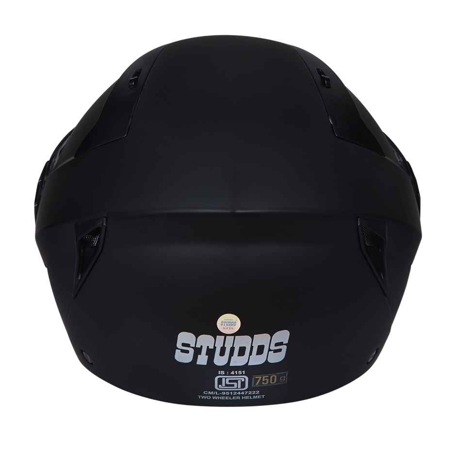 Studds Vogue Open Face Motorcycle Helmet with Clear Visor |Matt Black - M