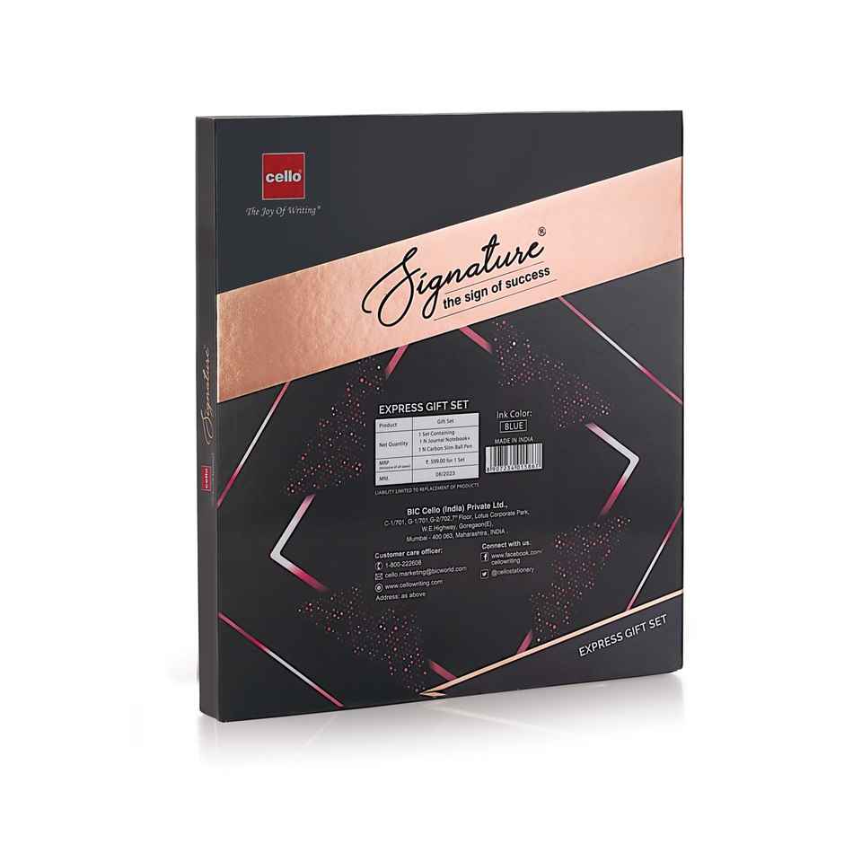 Bic Cello Signature Carbon Slim Blue Ball Pen With Diary