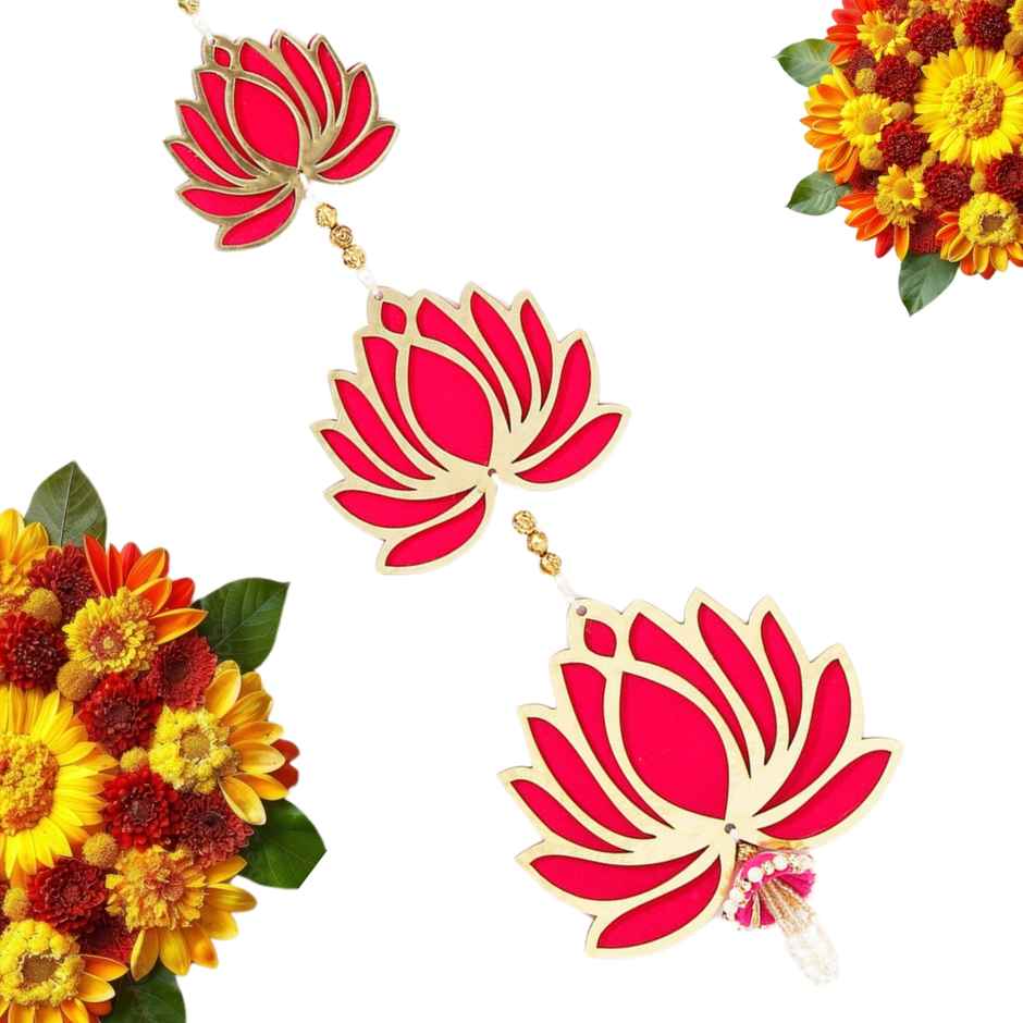 Lotus Wall Hanging For Decoration | Red & Gold | IGP