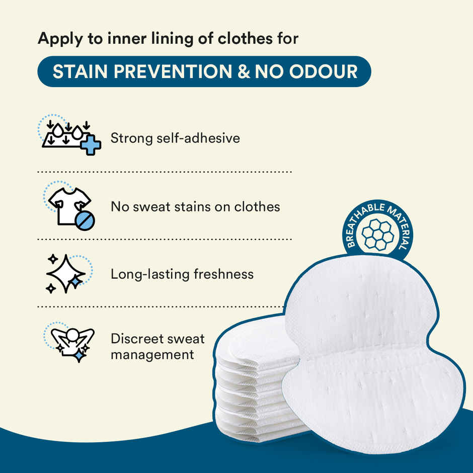 Bloom By Bold Care Sweat Pads For Underarms | Stops Sweat Stains & Foul Odour