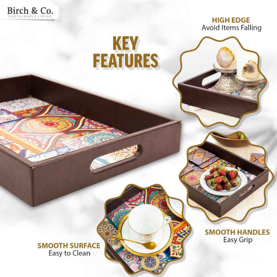 Birch & Co. Serving Tray - Mandala With Four Free Matching Coasters