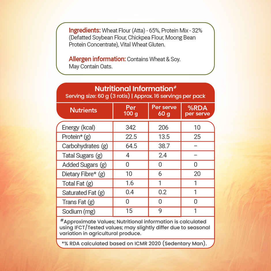 Annapurna Protein Power Atta | 25% Daily Protein | 13.5 G Protein in 3 Chapatis