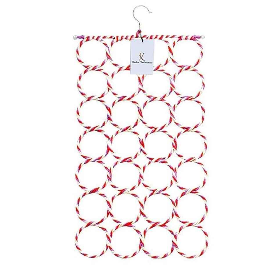 Kuber Industries Single 28 Rings Folding Rope Hanger | Scarf & Belts | KI19590 | Random Color