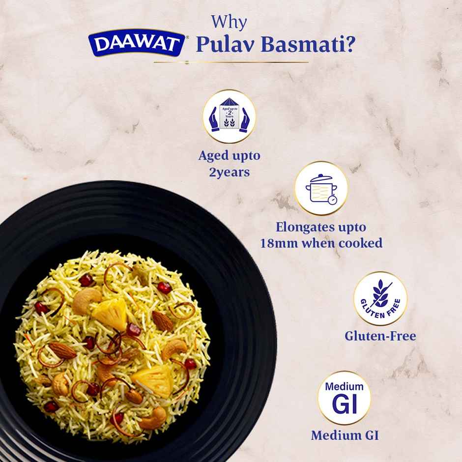 Daawat Pulav Basmati Rice | Long Grain (1kg) & Freshcon Cooked Rajma | Kidney Beans (250g) Combo   