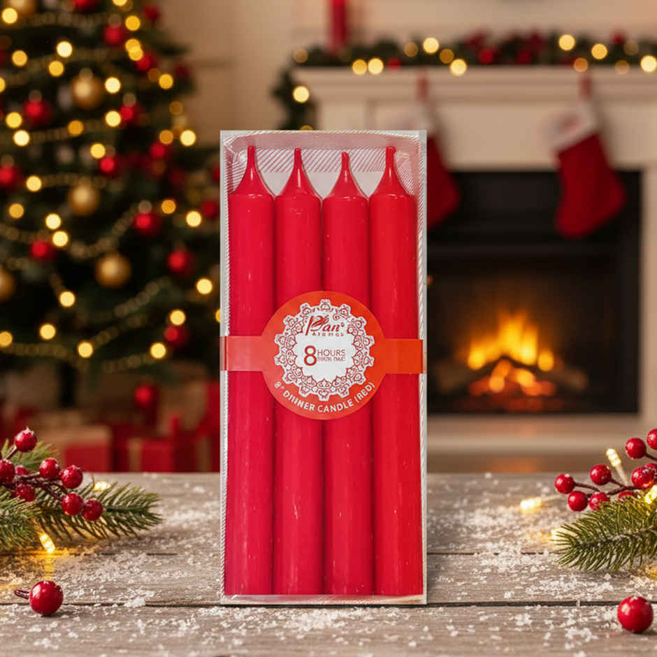 Dinner Decorative Candles | Pack of 4 | Red | Home Decor | Pan Aromas
