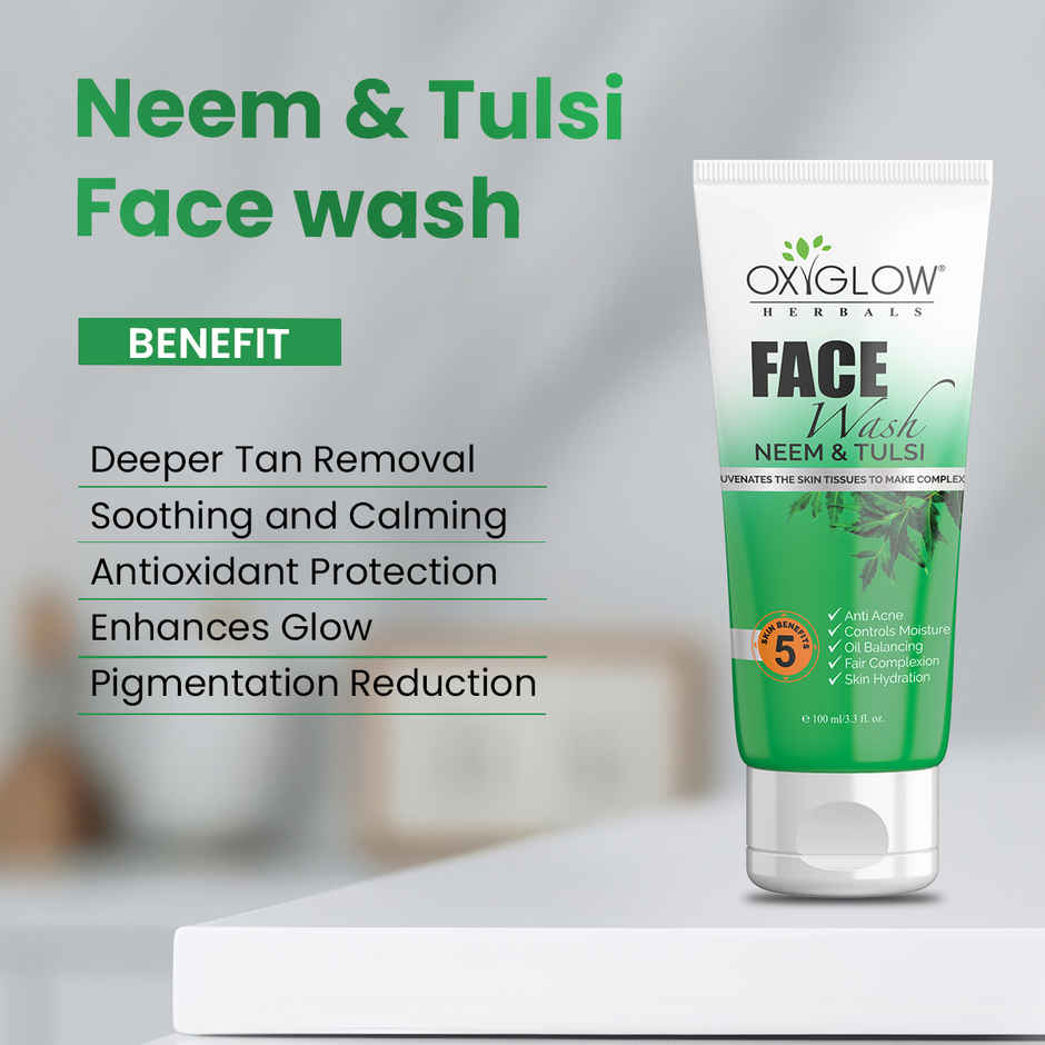 OxyGlow Herbals Neem & Tulsi Face Wash | Anti Acne | Skin Hydration