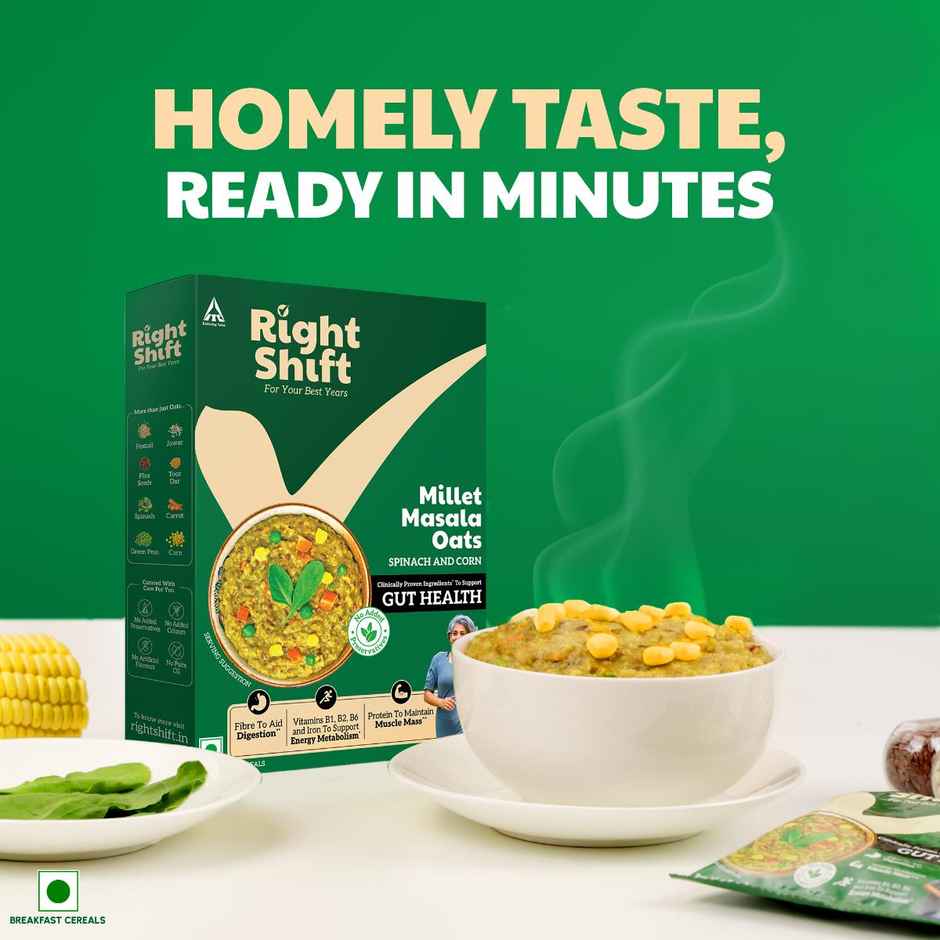 Right Shift Masala Oats, Spinach & Millets | High Protein & Fibre, No preservative