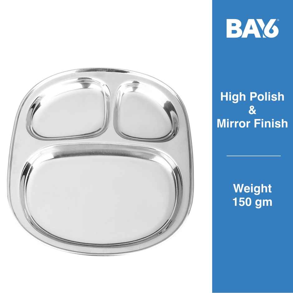 BAY6 Steel Idly / Pav Bhaji Plate 24.5 Cm - (2pc)