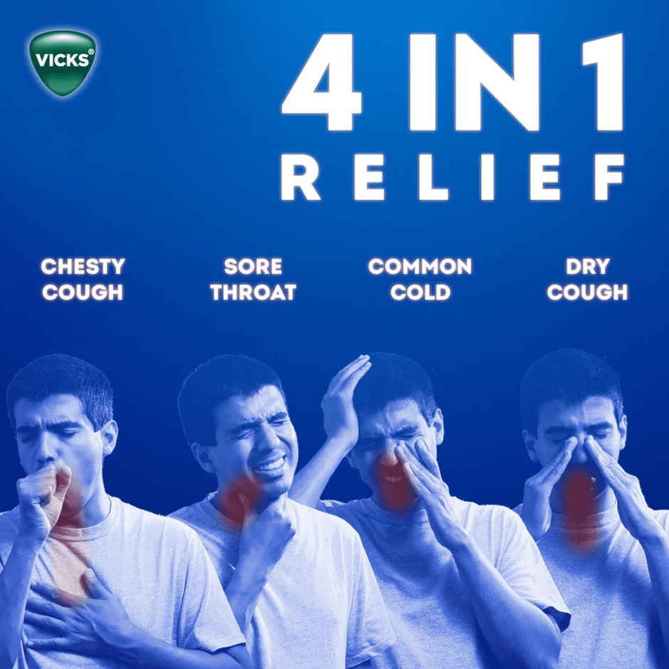 Vicks Cough Syrup, Fast Relief For Dry & Wet Cough, With Tulsi & Ginger Combo 