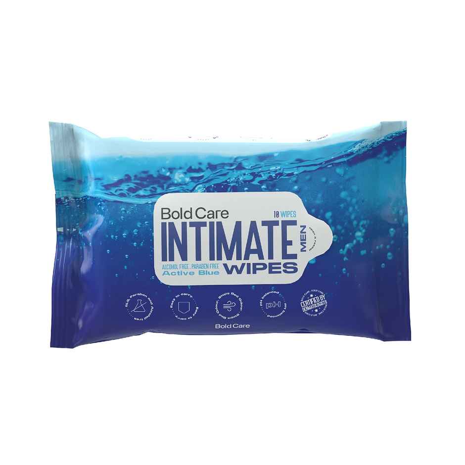 Bold Care Active Blue Intimate Cleansing Wipes For Men