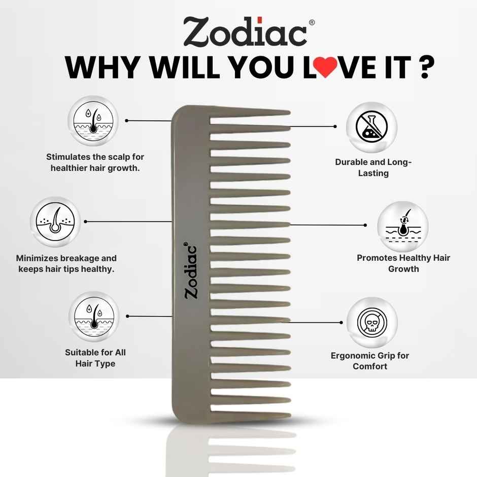 Zodiac Wide Tooth Comb | Grey