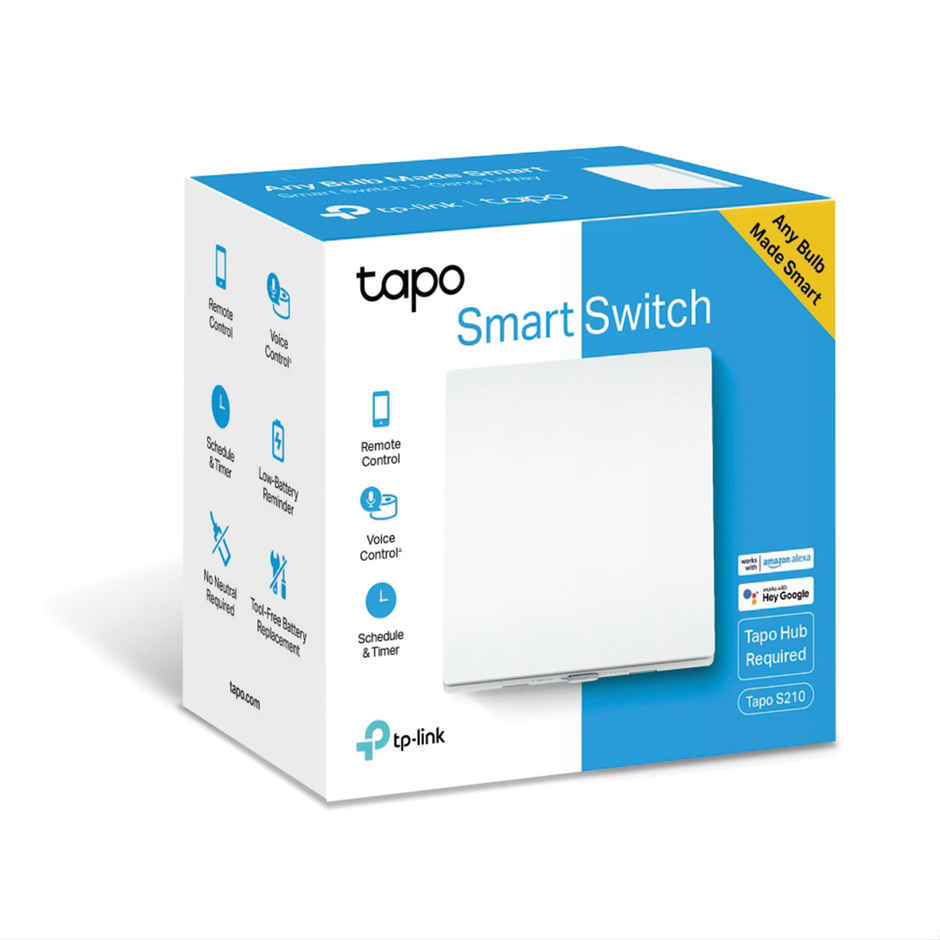 TP-Link Tapo S210 Smart Light Switch, 1-Gang 1-Way,Work With Alexa & Google Home, Tapo Hub Required