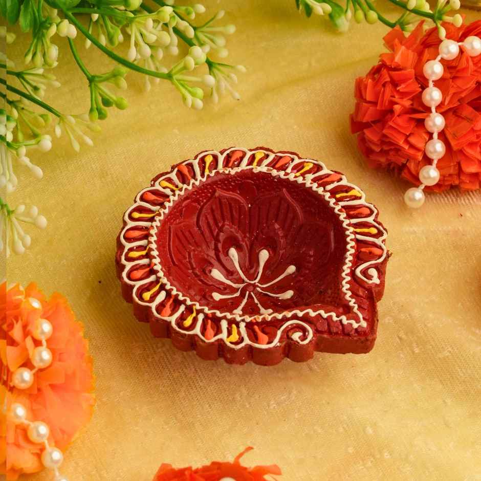 Decorative Clay Diya Bloom | Pack of 4 | Designer Diya | Shruti Creations