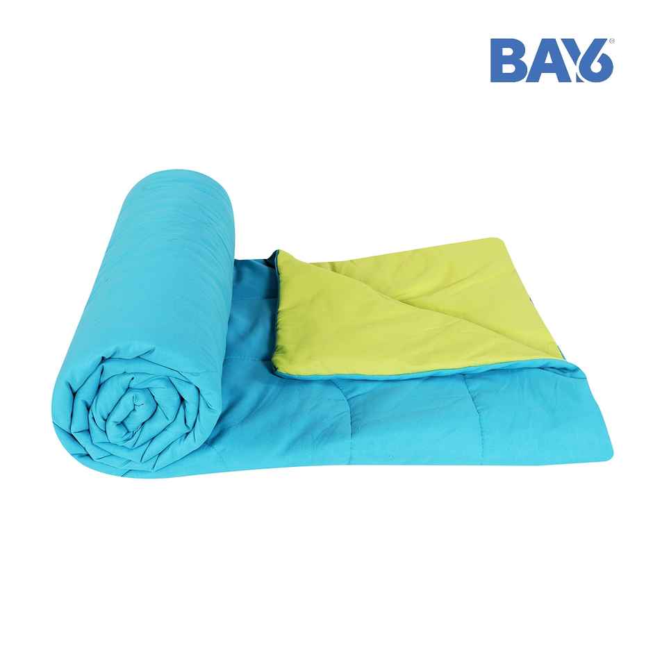BAY6 Double Bed Reversible Comforter | Green & Sky Blue | 220 x 240 cm