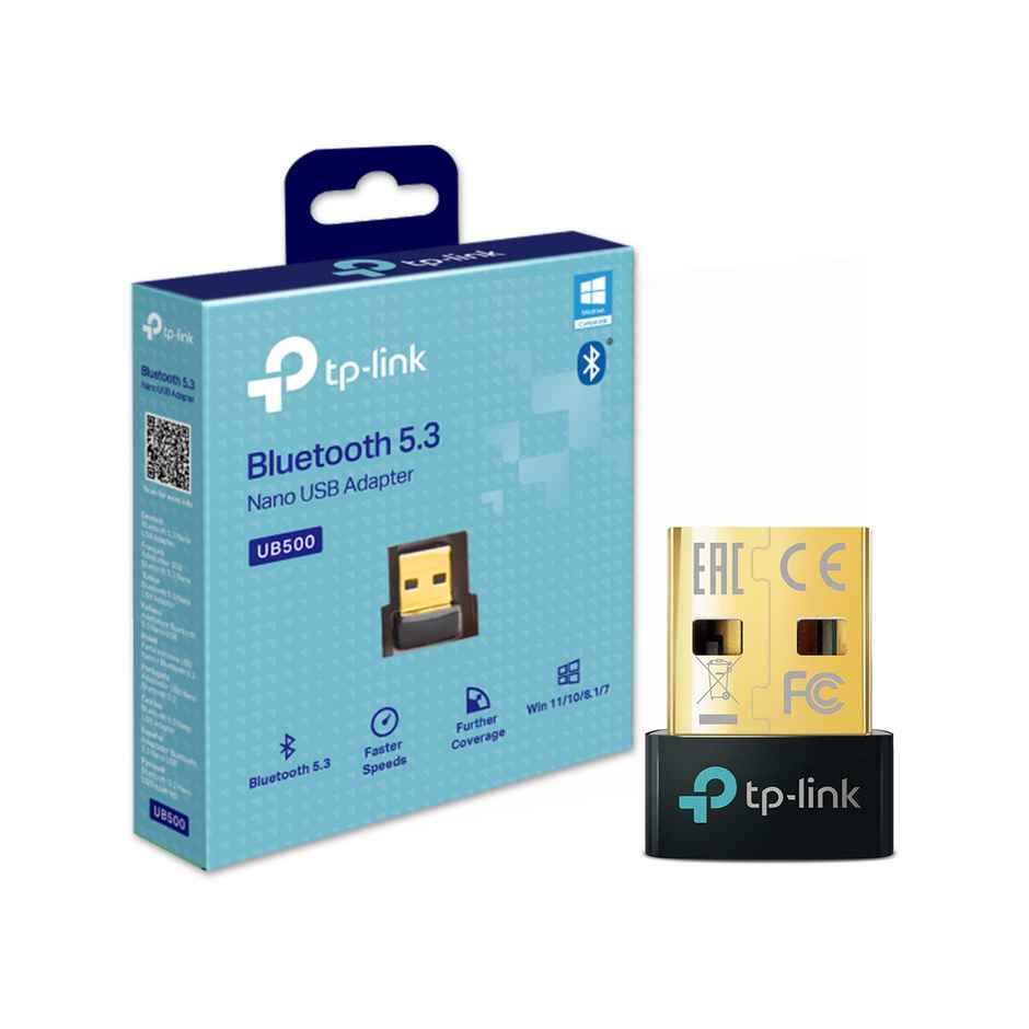 TP-Link USB Bluetooth Adapter for PC, 5.3 Bluetooth Dongle Receiver (UB500) Supports Windows 11/10/8.1/7 for Desktop, Laptop, Mouse, Keyboard, Printers, Headsets, Speakers, PS4/ Xbox Controllers