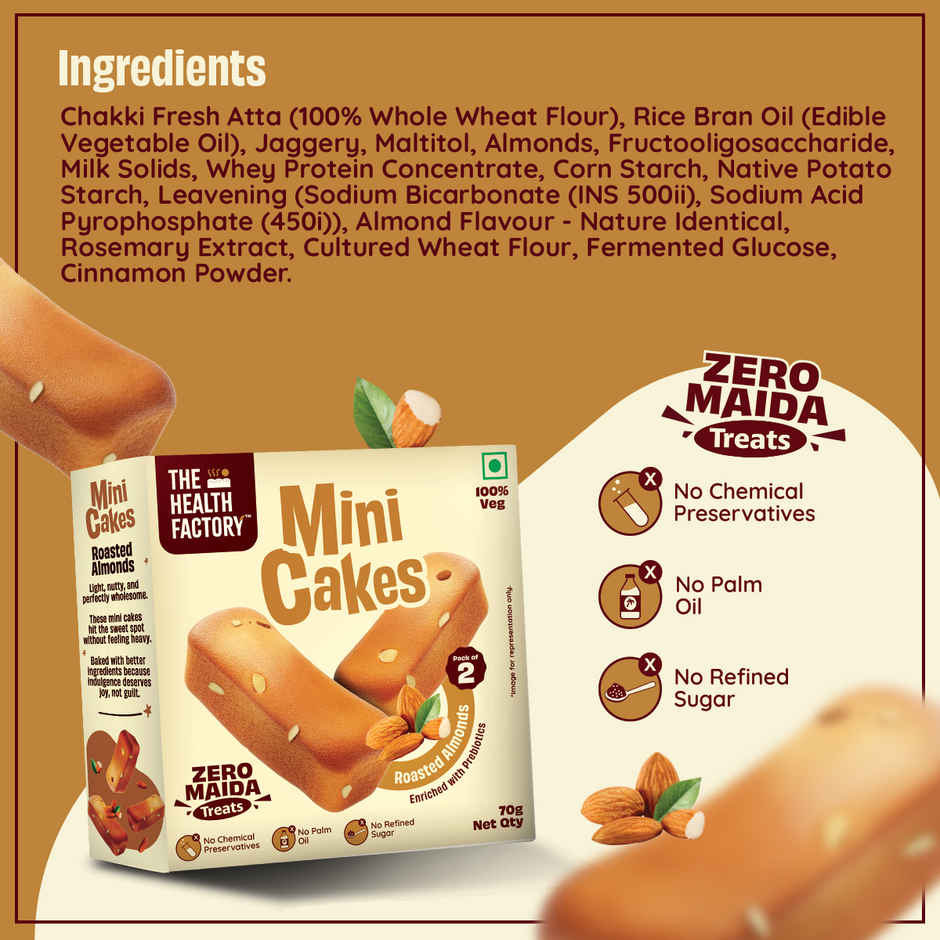 The Health factory Zero Maida Mini Cakes | Roasted Almonds Combo