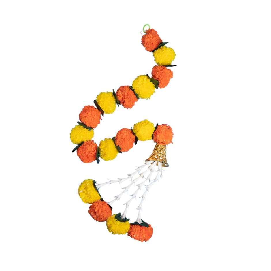 Artificial Marigold With Hanging Bell Garland String | 3 Feet