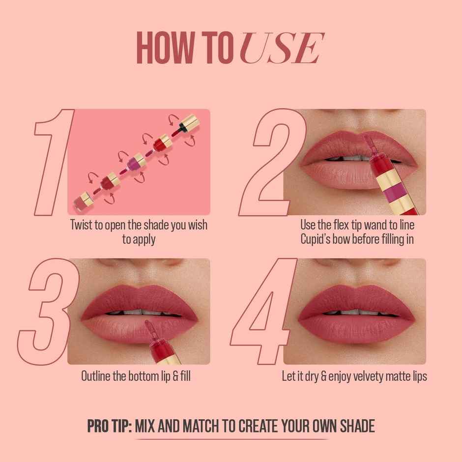 Myglamm Super 4-In-1 Matte Liquid Lipstick Stack - Nude Mood