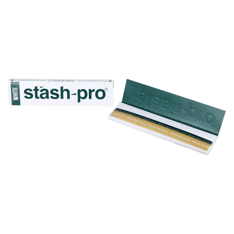 Stash-Pro White 32 Premium Rolling Papers (1pc) & Flik Pocket Lighter With Adjustable Flame | Assorted (1pc) Combo
