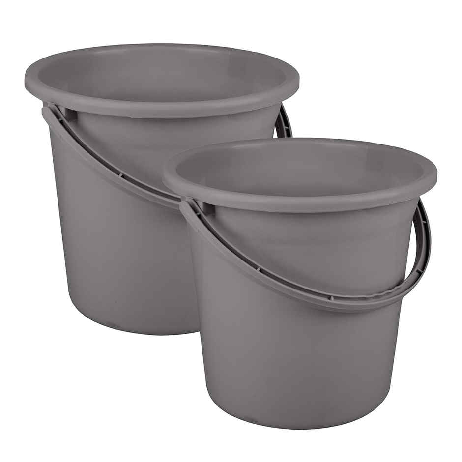Kuber Industries Plastic Strong Bucket for Bathroom for Bathing|18 L|Pack of 2|Grey