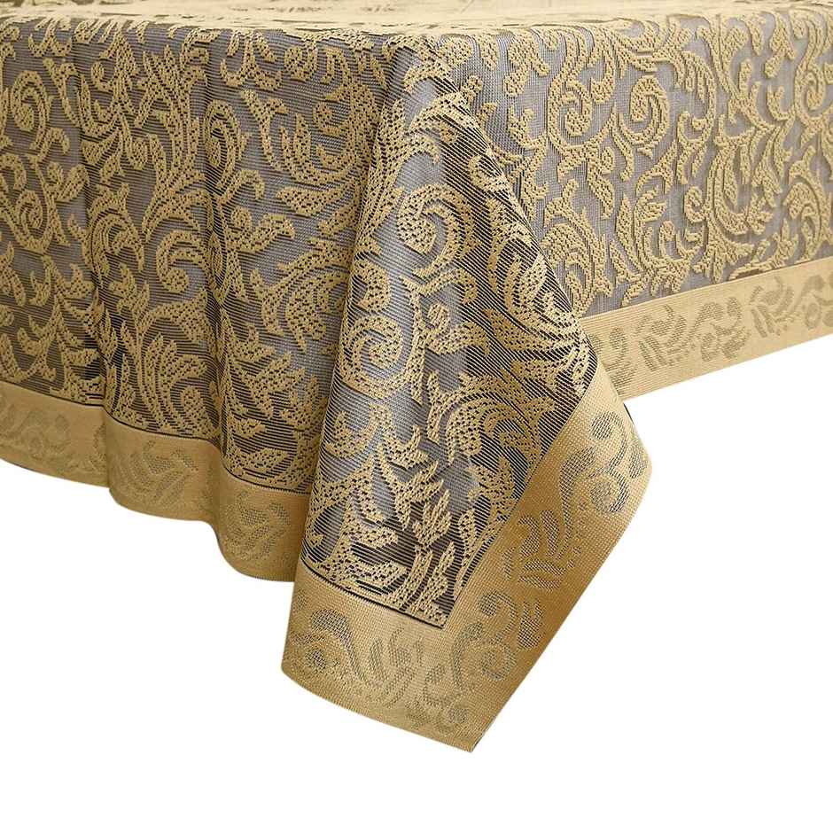 Kuber Industries Leaf Design Cotton Table Cover for 4-Seater | Dining Center Table | Gold