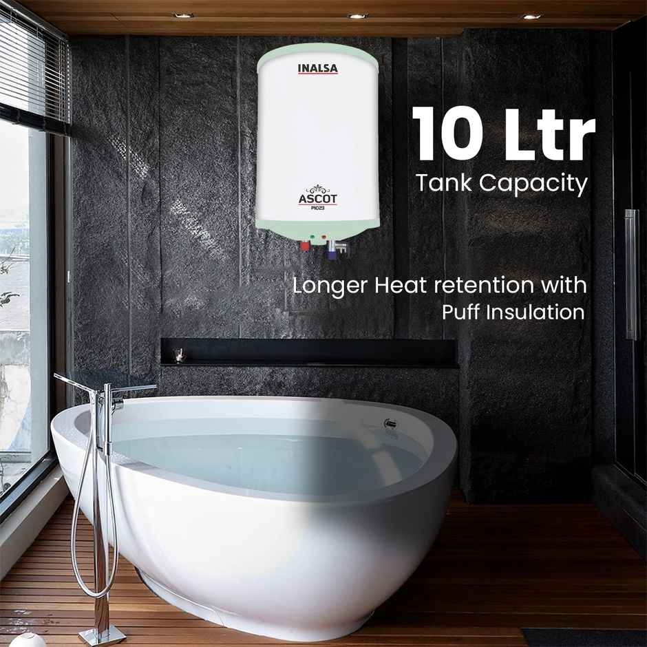 INALSA Ascot 10 -L Water Heater (Geyser) 8 Bar Pressure,3 Yr Warranty on Elements & 2 Yr on Product