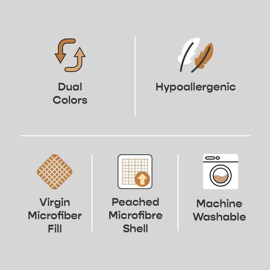 Sleepycat All Season Reversible Comforter-Rhino Grey & Coconut White (Double Size, 90 x 100 Inches)