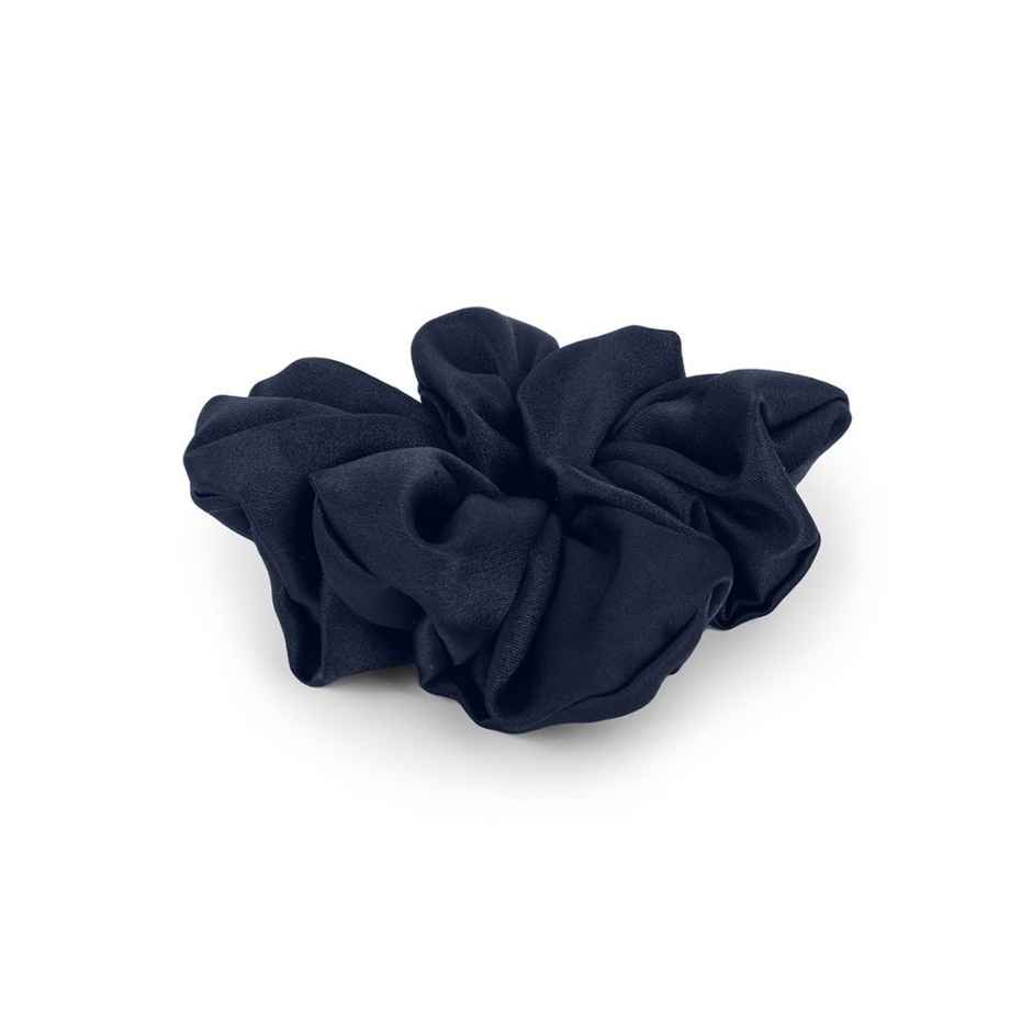 Mueras Silk Satin Hair Tie Scrunchie Navy Blue