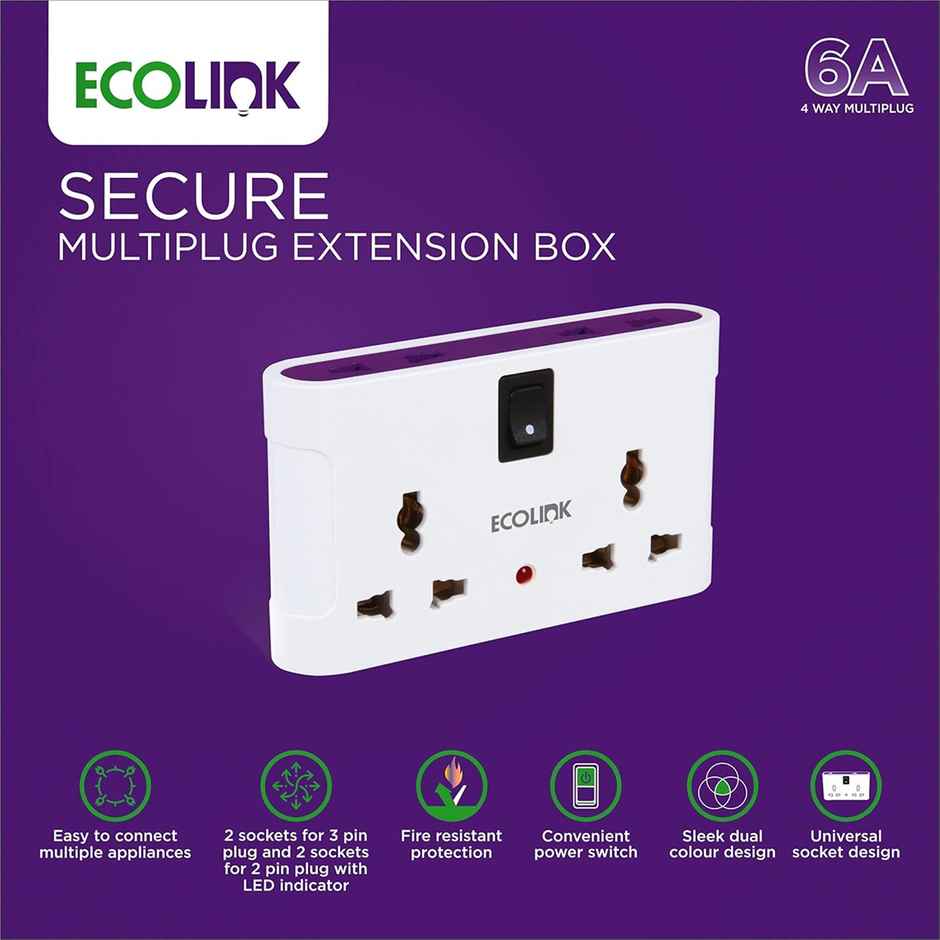 Ecolink By Philips By 4 Way 6A Multi Plug