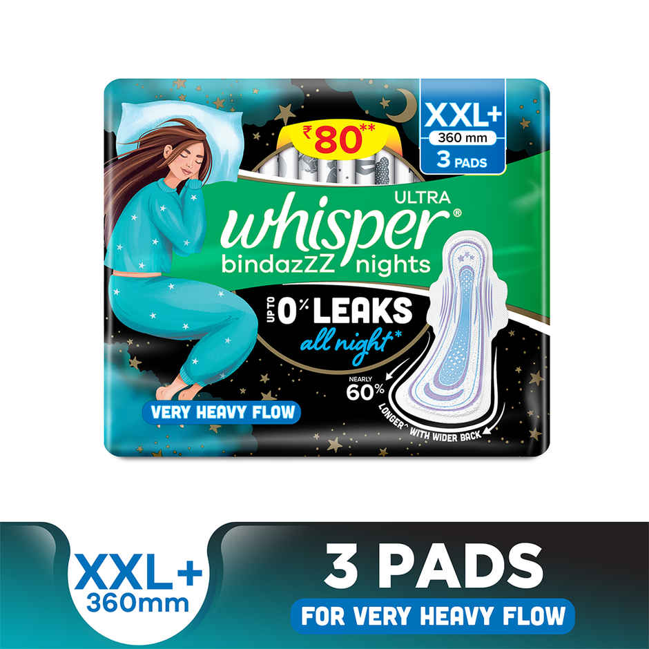Whisper Bindazzz Nights Sanitary Pads | XXL+