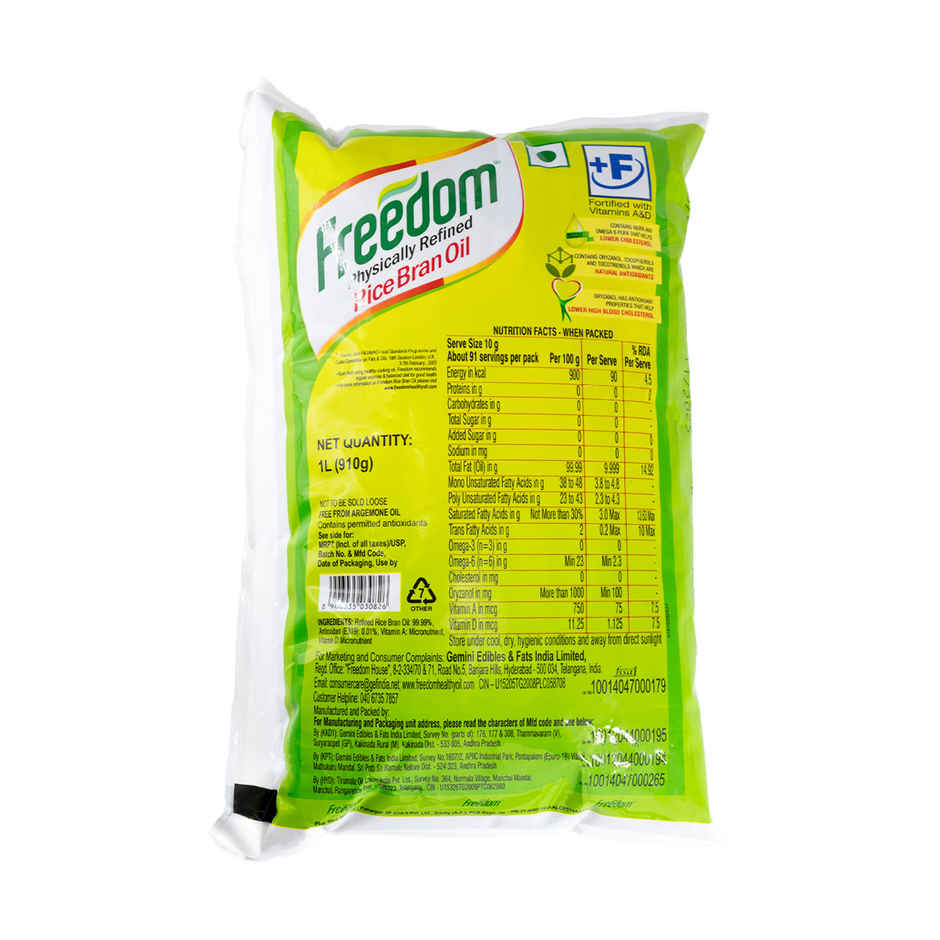 Freedom Rice Bran Oil - Pouch Combo 