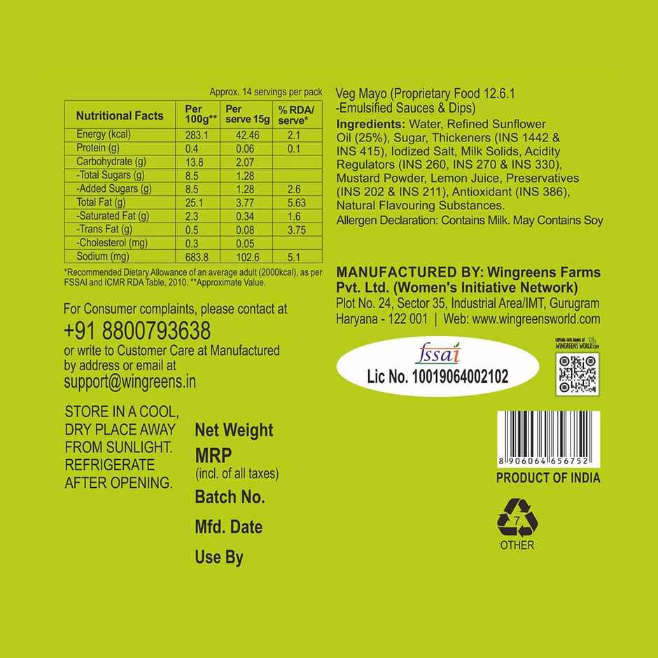 Wingreens Farms Veg Mayo