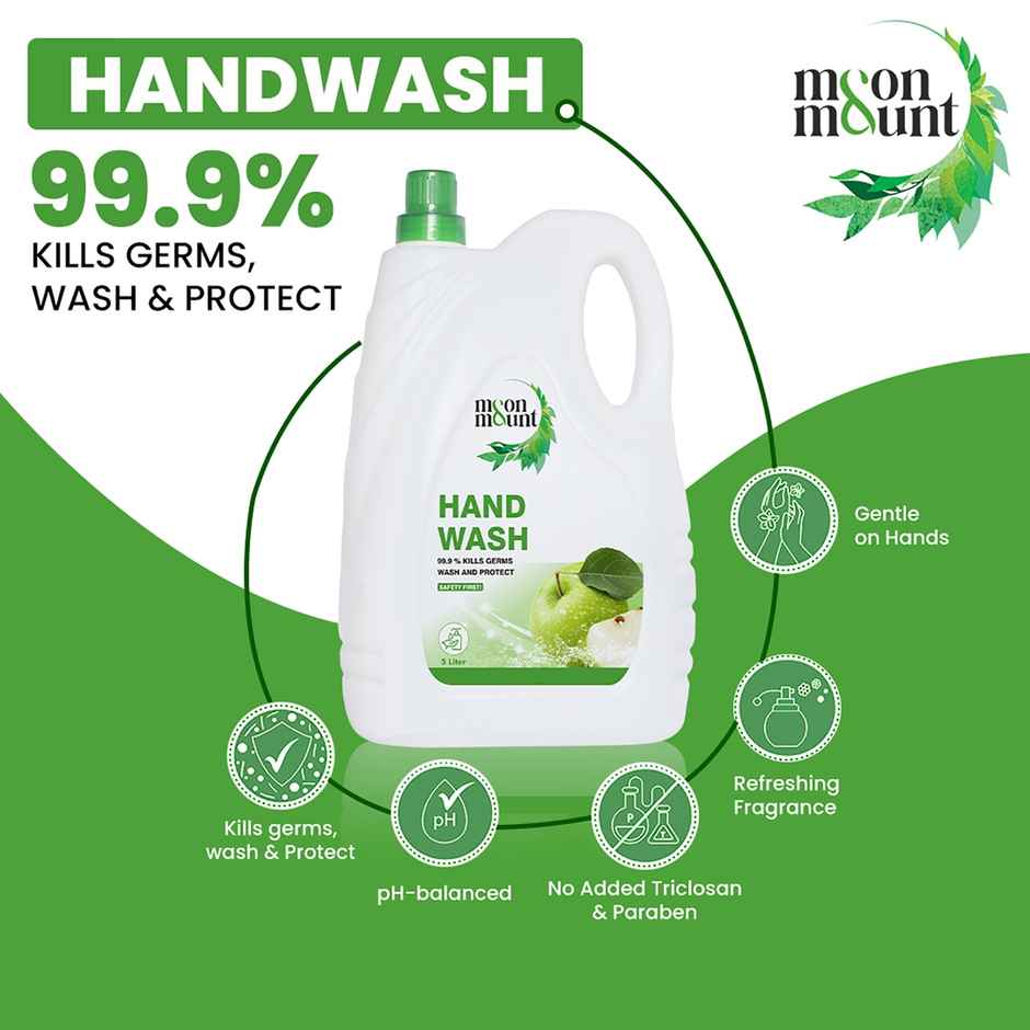 Moon And Mount Hand Wash Protection From Germs Hand Wash Liquids (Green Apple) 5 l