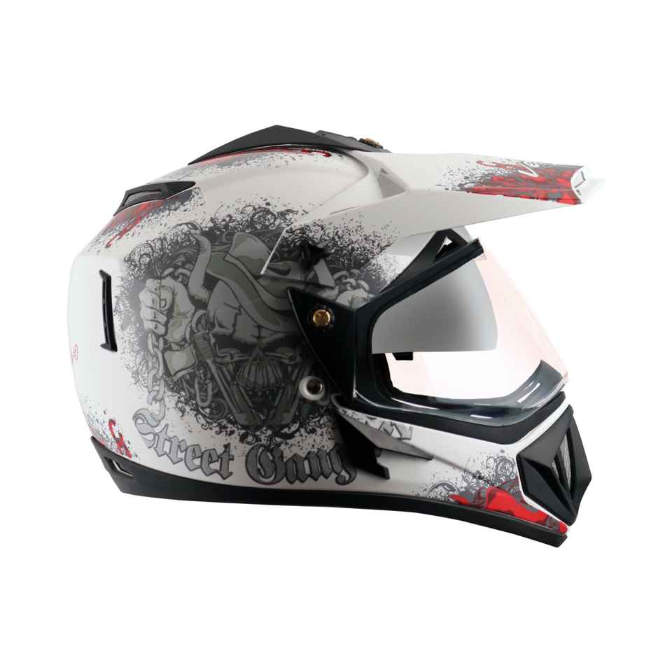 Vega Off Road D/V Gangster Lightweight Full Face Helmet- White Red - L