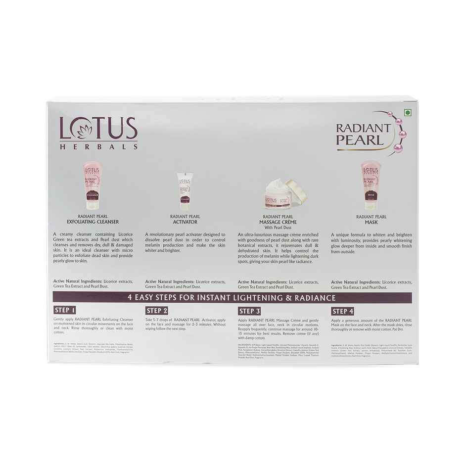 Lotus Herbals Radiant Pearl Cellular 5 In 1 Facial Kit With Pearl Extracts & Green Tea