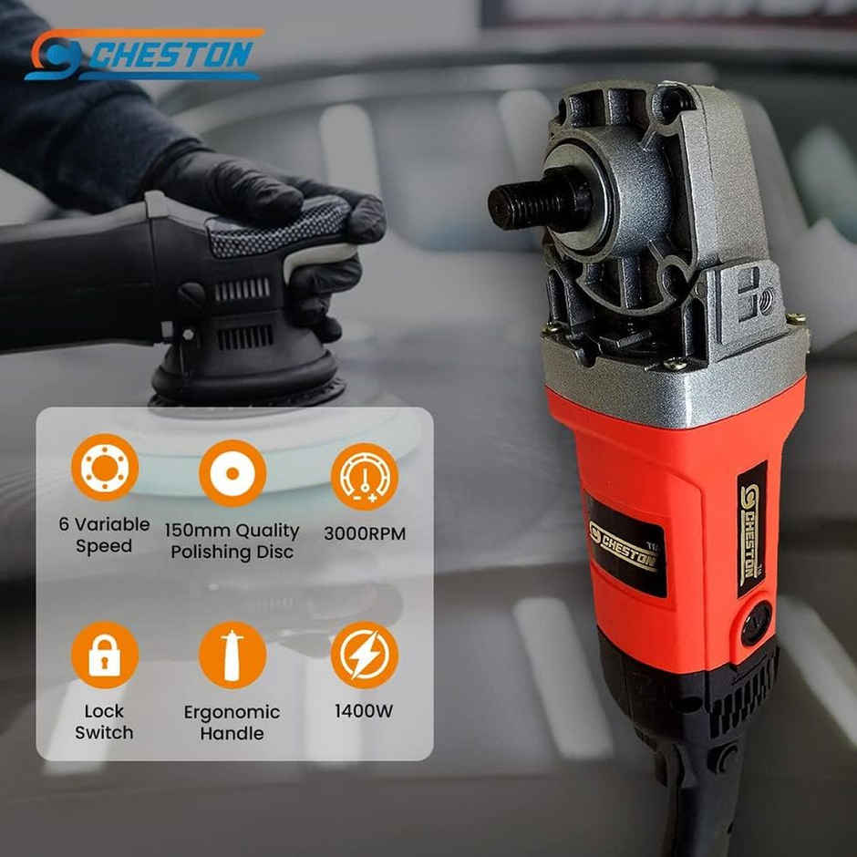 Cheston 1400W Car Polisher 180mm Disc with Variable Speed from 600-3000 rpm