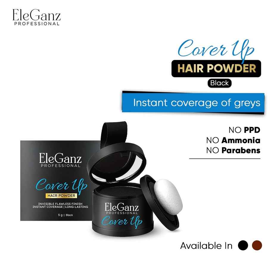 EleGanz Professional Cover-Up Hair Powder | Instant Root Concealer - Black