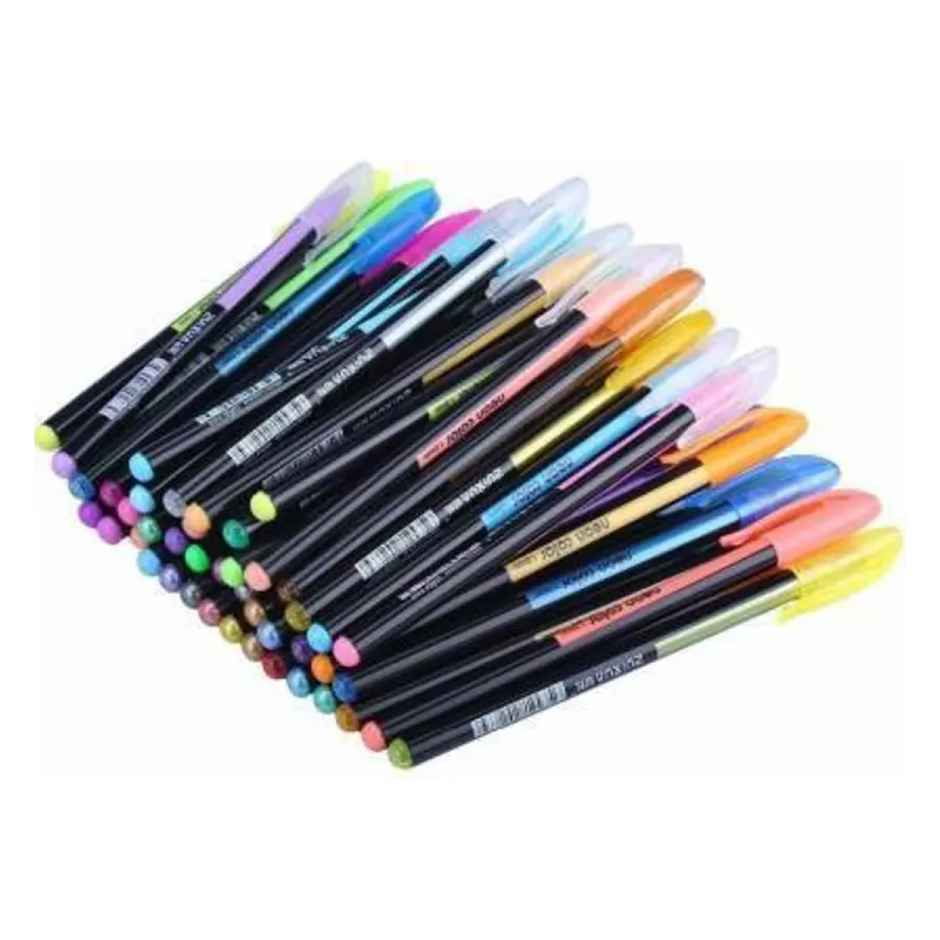 Chrome 6107-60Pcs Neon Gel Pens Set with Fluorescent, Metallic, Glitter, & Pastel Colours