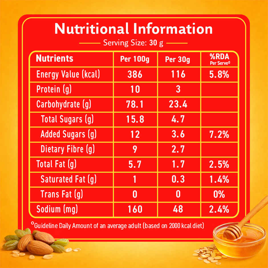 Bagrry's Crunchy Muesli with Almonds, Raisins & Honey(40% Oat Clusters)