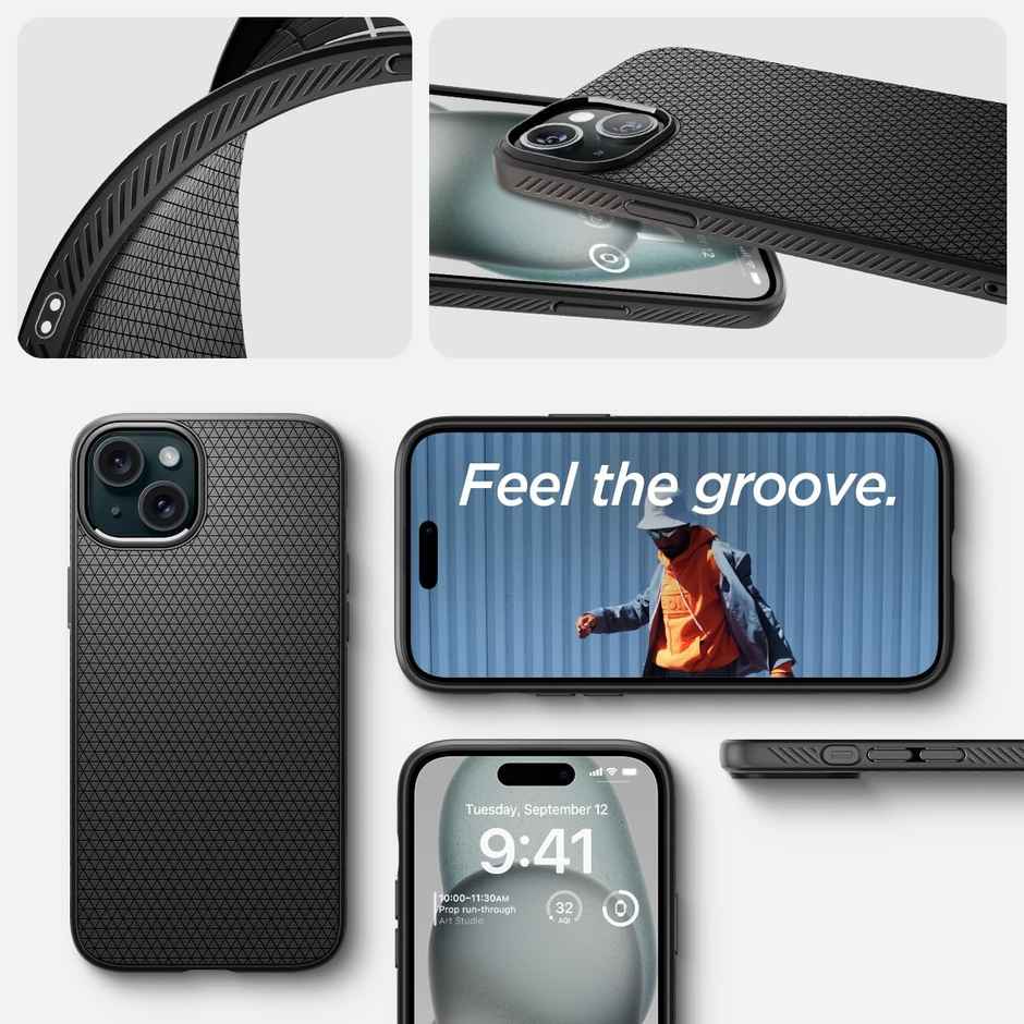 Spigen Liquid Air Back Cover Case Compatible with iPhone 15 Plus (TPU | Matte Black)