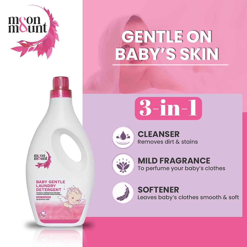 Moon And Mount Baby Laundry Liquid Detergent Washing Liquid For Baby Clothes Leaf Love (Rose) 1 l