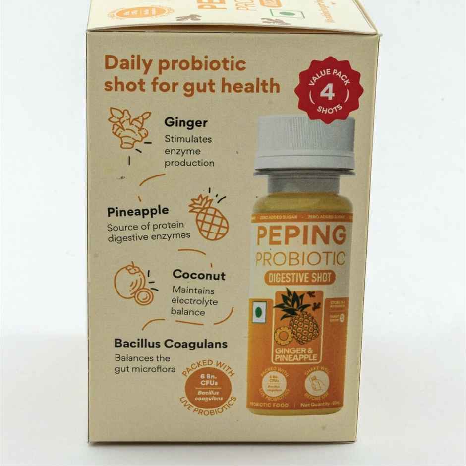Peping Probiotic Digestive Shot - Ginger And Pineapple