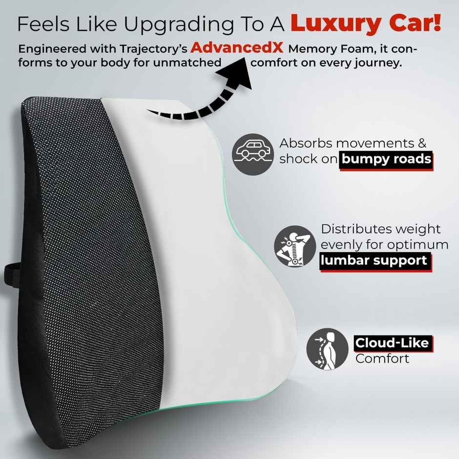 Trajectory Orthopedic Lumbar Support Pillow for Chair & Car - Memory Foam for Back Pain Relief