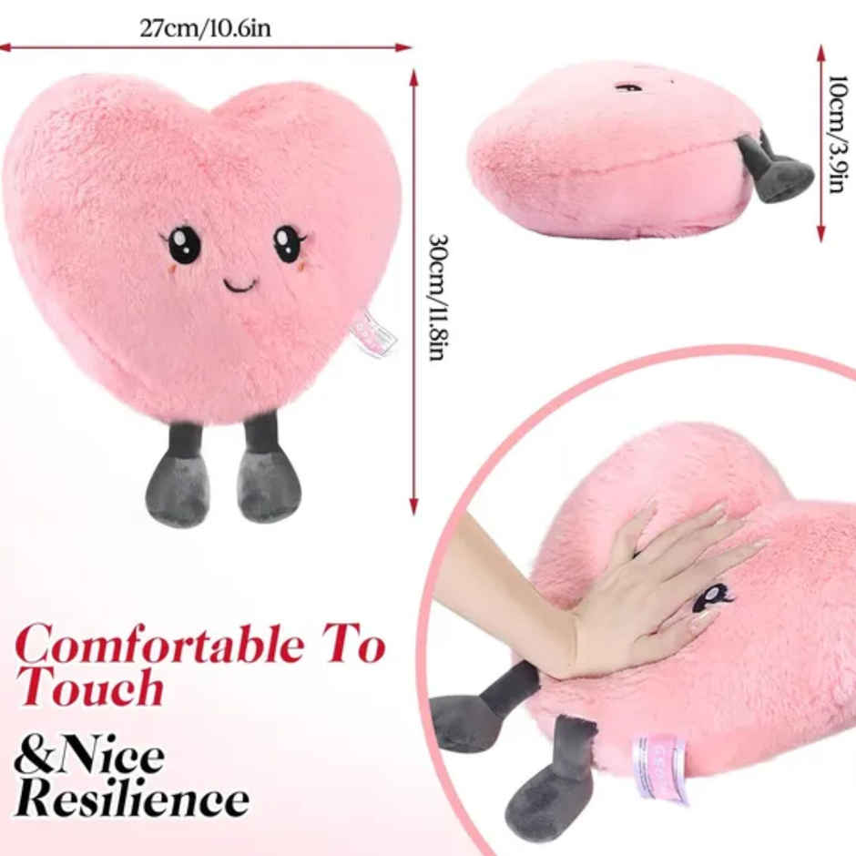 Fablue Pink Love Heart Plush Huggable Romantic Pillow Soft Toy for Kids & Adults