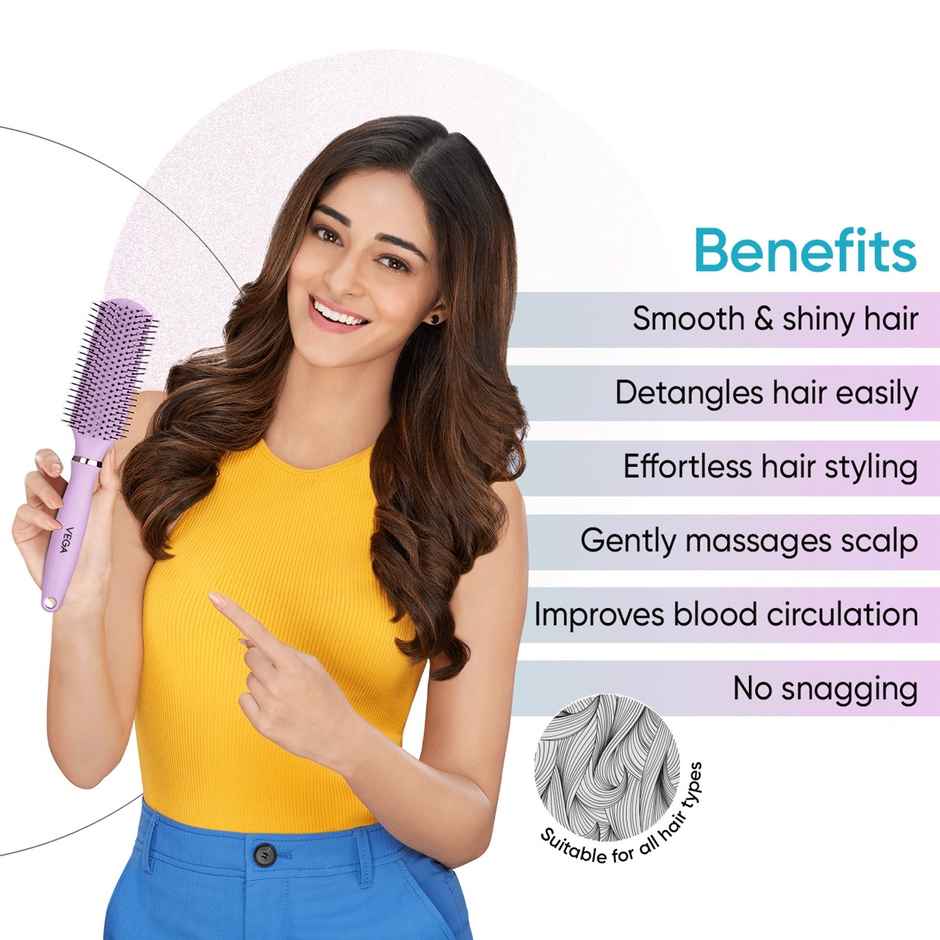 VEGA Flat Hair Brush For Men And Women| Reduces Snags | Detangle And Tangles | E32Fb