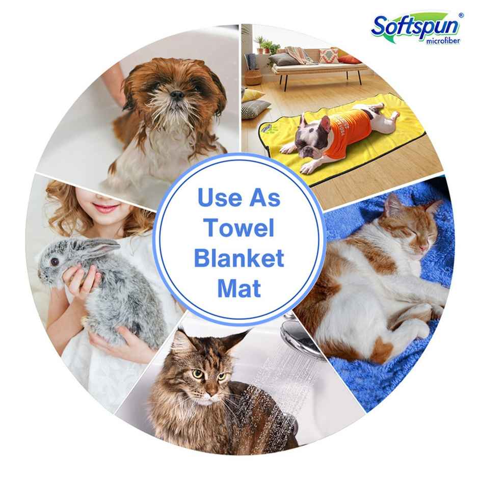 Softspun Microfiber Pet Towel (Small, 380 GSM, 40x60cm, 1pc, Grey)