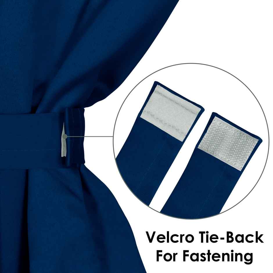 Story@Home 300 GSM 7 feet Faux Silk Blackout 1 U Door Curtain | Navy Blue