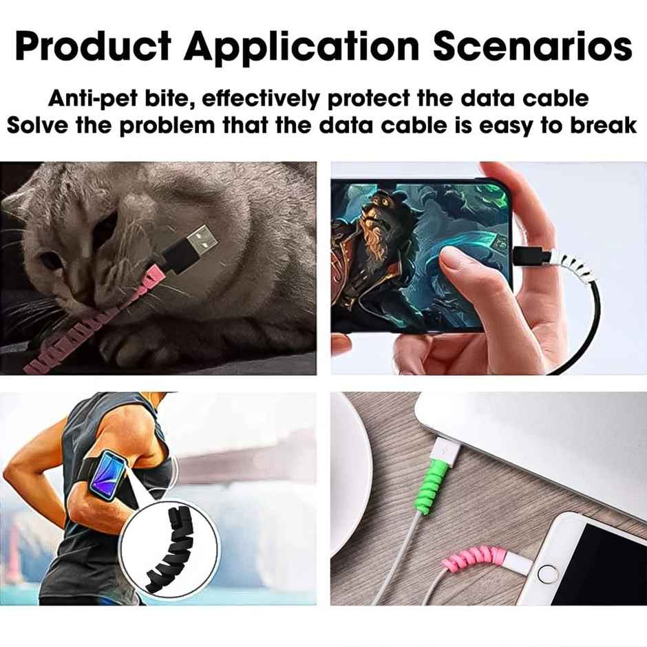 Sounce Spiral Charger Cable Protector Data Cable Saver Charging Cord Protective Cable (12 Units)