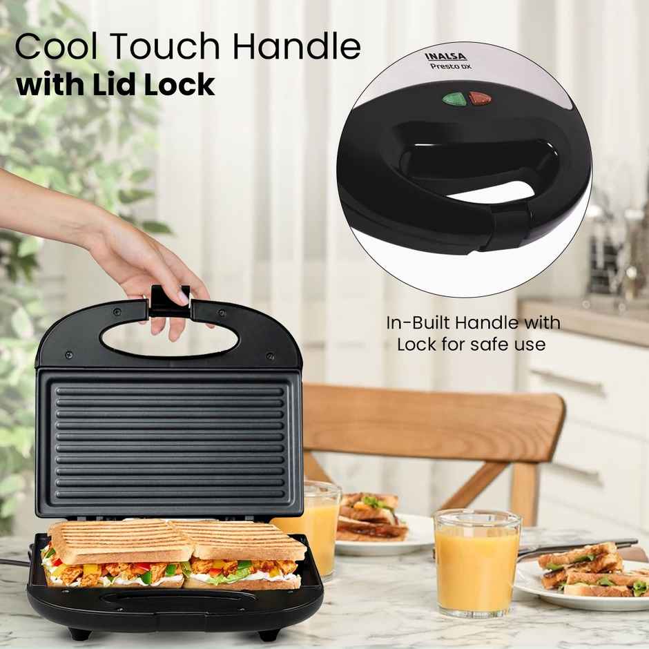 INALSA Presto Dx Grill 2-Slice Sandwich Maker Toaster (800 W)